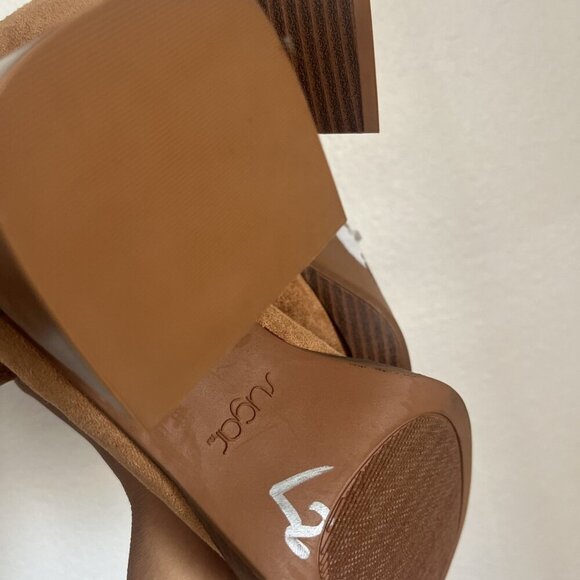 Sugar Faux Suede Cognac Soft Upper Fabric High Ankle Boots WOMEN'S SIZE: 6 - Picture 5 of 7